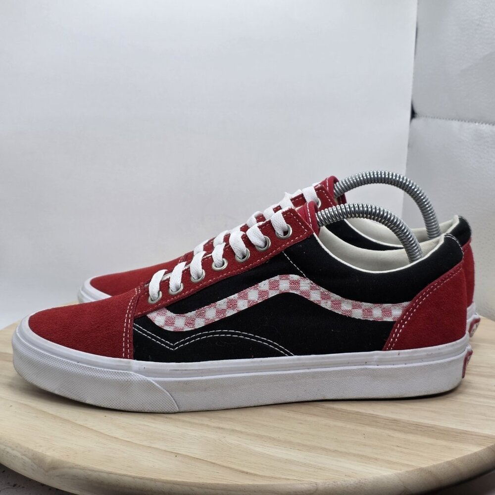 Mens Size 8.5 - Vans Old Skool Red & Black‎ Sneaker Removerable Stripe Womens 10